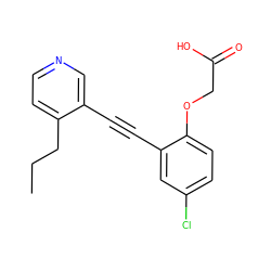 CCCc1ccncc1C#Cc1cc(Cl)ccc1OCC(=O)O ZINC000073165830