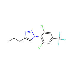 CCCc1cn(-c2c(Cl)cc(C(F)(F)F)cc2Cl)nn1 ZINC000028825621