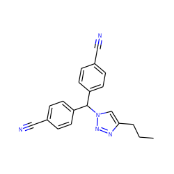 CCCc1cn(C(c2ccc(C#N)cc2)c2ccc(C#N)cc2)nn1 ZINC000072184157