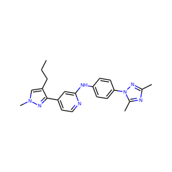 CCCc1cn(C)nc1-c1ccnc(Nc2ccc(-n3nc(C)nc3C)cc2)c1 ZINC000071340771