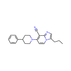 CCCc1cnc2c(C#N)c(N3CCC(c4ccccc4)CC3)ccn12 ZINC000095575712