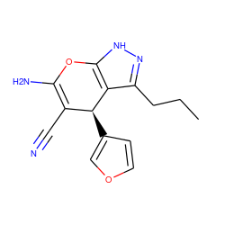 CCCc1n[nH]c2c1[C@@H](c1ccoc1)C(C#N)=C(N)O2 ZINC000004370846