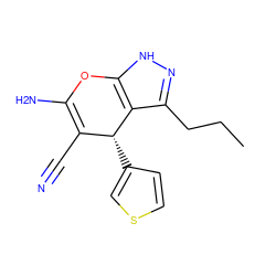 CCCc1n[nH]c2c1[C@H](c1ccsc1)C(C#N)=C(N)O2 ZINC000013153388