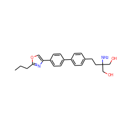 CCCc1nc(-c2ccc(-c3ccc(CCC(N)(CO)CO)cc3)cc2)co1 ZINC000205816022