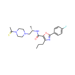 CCCc1nc(-c2ccc(F)cc2)oc1C(=O)N[C@@H](C)CN1CCN(C(C)=S)CC1 ZINC000034987760