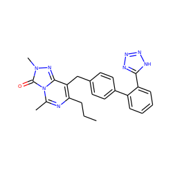 CCCc1nc(C)n2c(=O)n(C)nc2c1Cc1ccc(-c2ccccc2-c2nnn[nH]2)cc1 ZINC000013737983