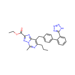 CCCc1nc(C)n2nc(C(=O)OCC)nc2c1Cc1ccc(-c2ccccc2-c2nnn[nH]2)cc1 ZINC000003786595