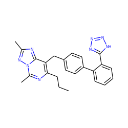 CCCc1nc(C)n2nc(C)nc2c1Cc1ccc(-c2ccccc2-c2nnn[nH]2)cc1 ZINC000003786587