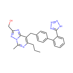 CCCc1nc(C)n2nc(CO)nc2c1Cc1ccc(-c2ccccc2-c2nnn[nH]2)cc1 ZINC000013737998