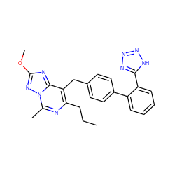 CCCc1nc(C)n2nc(OC)nc2c1Cc1ccc(-c2ccccc2-c2nnn[nH]2)cc1 ZINC000013737984