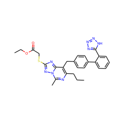 CCCc1nc(C)n2nc(SCC(=O)OCC)nc2c1Cc1ccc(-c2ccccc2-c2nnn[nH]2)cc1 ZINC000026470820