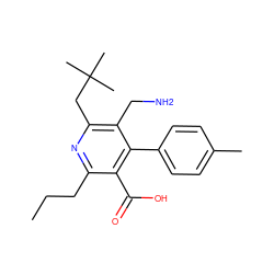 CCCc1nc(CC(C)(C)C)c(CN)c(-c2ccc(C)cc2)c1C(=O)O ZINC000066080355