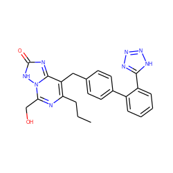 CCCc1nc(CO)n2[nH]c(=O)nc2c1Cc1ccc(-c2ccccc2-c2nnn[nH]2)cc1 ZINC000013737980