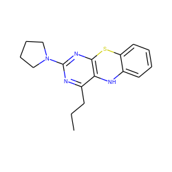 CCCc1nc(N2CCCC2)nc2c1Nc1ccccc1S2 ZINC000098083859