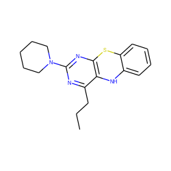 CCCc1nc(N2CCCCC2)nc2c1Nc1ccccc1S2 ZINC000098083860