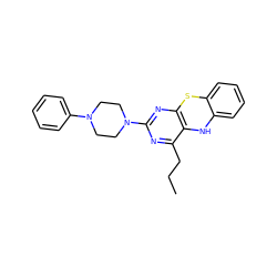 CCCc1nc(N2CCN(c3ccccc3)CC2)nc2c1Nc1ccccc1S2 ZINC000098083863