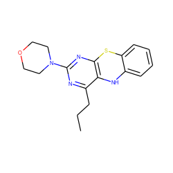 CCCc1nc(N2CCOCC2)nc2c1Nc1ccccc1S2 ZINC000098083862