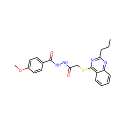 CCCc1nc(SCC(=O)NNC(=O)c2ccc(OC)cc2)c2ccccc2n1 ZINC000001342756