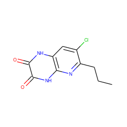 CCCc1nc2[nH]c(=O)c(=O)[nH]c2cc1Cl ZINC000026671144