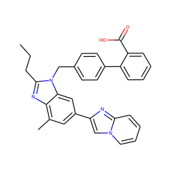 CCCc1nc2c(C)cc(-c3cn4ccccc4n3)cc2n1Cc1ccc(-c2ccccc2C(=O)O)cc1 ZINC000013732078