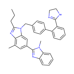 CCCc1nc2c(C)cc(-c3nc4ccccc4n3C)cc2n1Cc1ccc(-c2ccccc2C2=NCCN2)cc1 ZINC000044359210