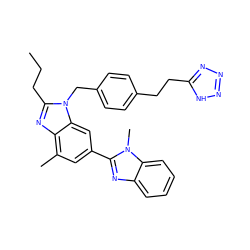 CCCc1nc2c(C)cc(-c3nc4ccccc4n3C)cc2n1Cc1ccc(CCc2nnn[nH]2)cc1 ZINC000045245112