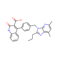 CCCc1nc2c(C)cc(C)nc2n1Cc1ccc(-c2c(C(=O)O)c(=O)[nH]c3ccccc23)cc1 ZINC000013560863