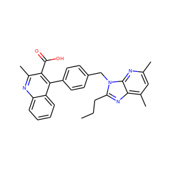 CCCc1nc2c(C)cc(C)nc2n1Cc1ccc(-c2c(C(=O)O)c(C)nc3ccccc23)cc1 ZINC000013560862