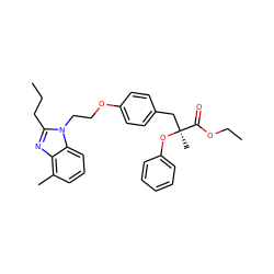 CCCc1nc2c(C)cccc2n1CCOc1ccc(C[C@](C)(Oc2ccccc2)C(=O)OCC)cc1 ZINC000045316703