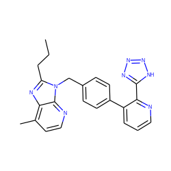 CCCc1nc2c(C)ccnc2n1Cc1ccc(-c2cccnc2-c2nnn[nH]2)cc1 ZINC000013560875