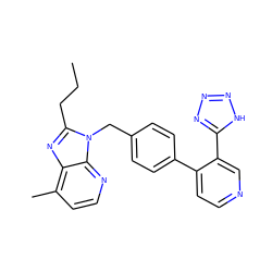 CCCc1nc2c(C)ccnc2n1Cc1ccc(-c2ccncc2-c2nnn[nH]2)cc1 ZINC000003780085