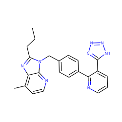 CCCc1nc2c(C)ccnc2n1Cc1ccc(-c2ncccc2-c2nnn[nH]2)cc1 ZINC000013560870