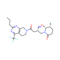 CCCc1nc2c(c(C(F)(F)F)n1)CCN(C(=O)C[C@H](N)CN1C(=O)CC[C@@H](F)[C@H]1O)C2 ZINC000096167468