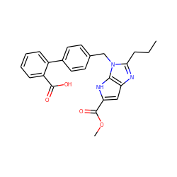 CCCc1nc2cc(C(=O)OC)[nH]c2n1Cc1ccc(-c2ccccc2C(=O)O)cc1 ZINC000066098667