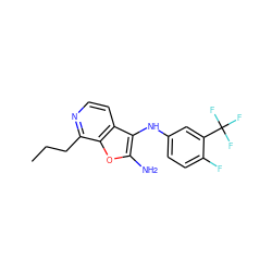 CCCc1nccc2c(Nc3ccc(F)c(C(F)(F)F)c3)c(N)oc12 ZINC000222993612