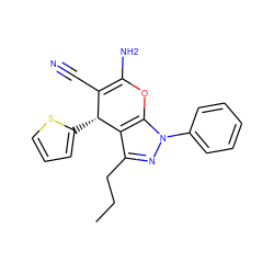 CCCc1nn(-c2ccccc2)c2c1[C@H](c1cccs1)C(C#N)=C(N)O2 ZINC000001303193