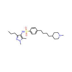 CCCc1nn(C)c(C)c1NS(=O)(=O)c1ccc(CCCCC2CCN(C)CC2)cc1 ZINC000199945126