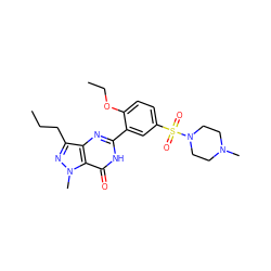 CCCc1nn(C)c2c(=O)[nH]c(-c3cc(S(=O)(=O)N4CCN(C)CC4)ccc3OCC)nc12 ZINC000019796168