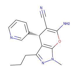 CCCc1nn(C)c2c1[C@H](c1cccnc1)C(C#N)=C(N)O2 ZINC000000499666