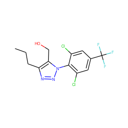 CCCc1nnn(-c2c(Cl)cc(C(F)(F)F)cc2Cl)c1CO ZINC000028825617