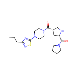 CCCc1nsc(N2CCN(C(=O)[C@@H]3CN[C@H](C(=O)N4CCCC4)C3)CC2)n1 ZINC000029130501