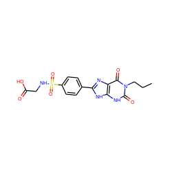 CCCn1c(=O)[nH]c2[nH]c(-c3ccc(S(=O)(=O)NCC(=O)O)cc3)nc2c1=O ZINC000036273952