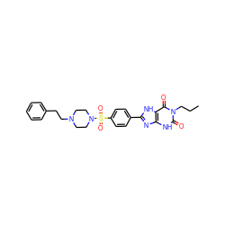 CCCn1c(=O)[nH]c2nc(-c3ccc(S(=O)(=O)N4CCN(CCc5ccccc5)CC4)cc3)[nH]c2c1=O ZINC000045497190