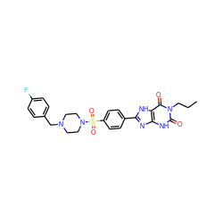 CCCn1c(=O)[nH]c2nc(-c3ccc(S(=O)(=O)N4CCN(Cc5ccc(F)cc5)CC4)cc3)[nH]c2c1=O ZINC000040412241