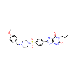 CCCn1c(=O)[nH]c2nc(-c3ccc(S(=O)(=O)N4CCN(Cc5ccc(OC)cc5)CC4)cc3)[nH]c2c1=O ZINC000049872259