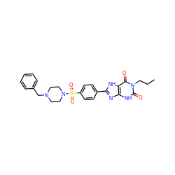 CCCn1c(=O)[nH]c2nc(-c3ccc(S(=O)(=O)N4CCN(Cc5ccccc5)CC4)cc3)[nH]c2c1=O ZINC000035923133