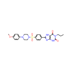 CCCn1c(=O)[nH]c2nc(-c3ccc(S(=O)(=O)N4CCN(c5ccc(OC)cc5)CC4)cc3)[nH]c2c1=O ZINC000045495324