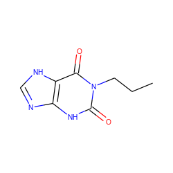 CCCn1c(=O)[nH]c2nc[nH]c2c1=O ZINC000005114727