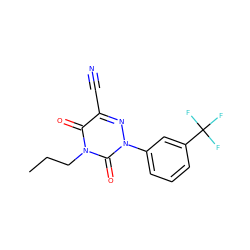 CCCn1c(=O)c(C#N)nn(-c2cccc(C(F)(F)F)c2)c1=O ZINC000000170615