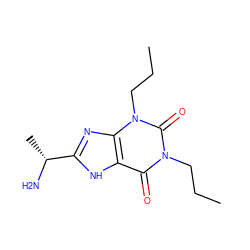 CCCn1c(=O)c2[nH]c([C@@H](C)N)nc2n(CCC)c1=O ZINC000013861079